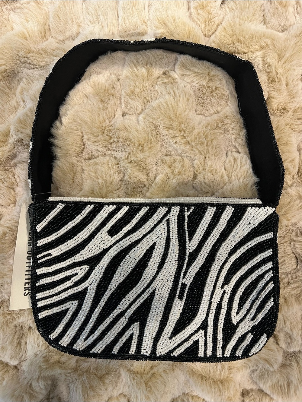 UO Lola Beaded Zebra-Stripe Shoulder Bag NWT